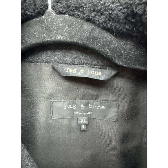 Rag & Bone Wool Shearling Collar Bowery Motorcycle Jacket Black‎ Womens Size 10 - Picture 8 of 13